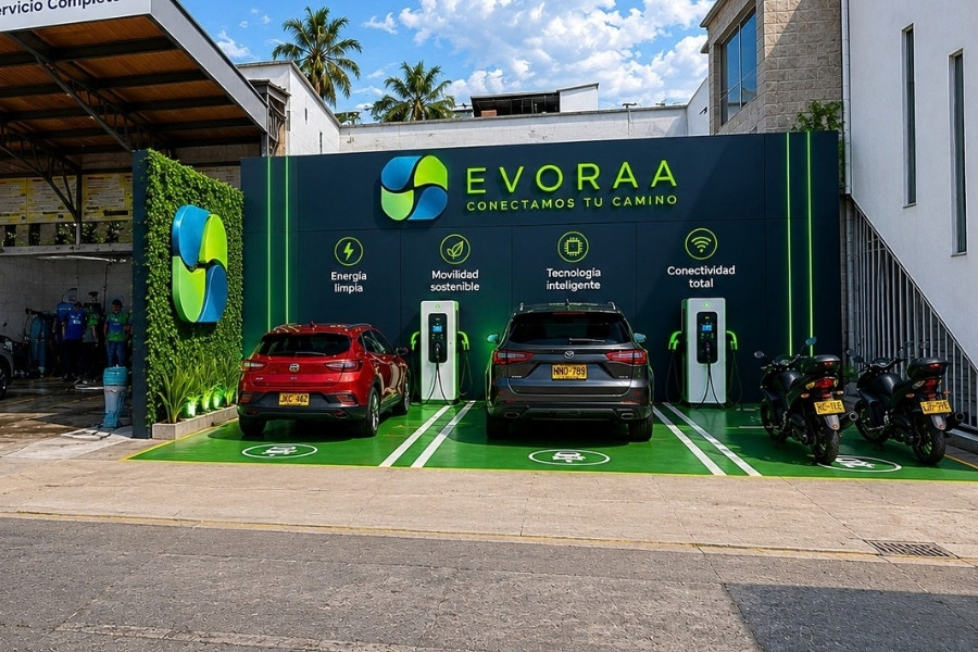 Estación de carga EVORAA en construcción